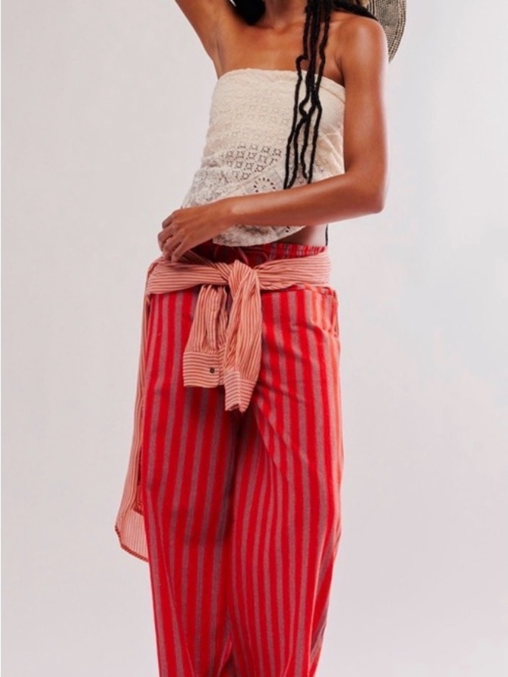 Free People Coral and Lavender Striped Pants